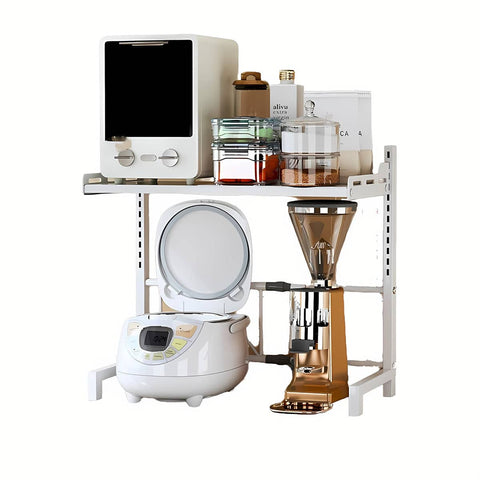 Expandable Microwave Oven Storage Rack Shelf - White 2-Layer