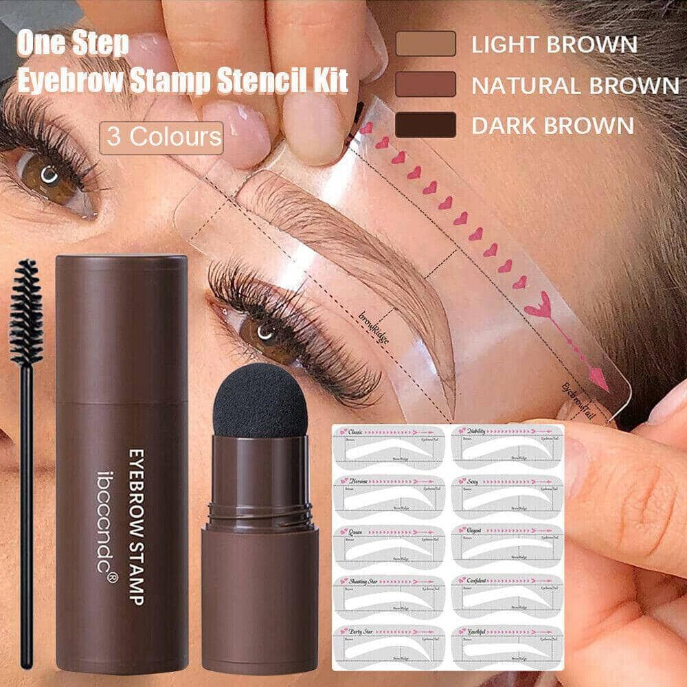 Eyebrow Powder Kit with Stencils and Brushes - Dark Brown - view 2
