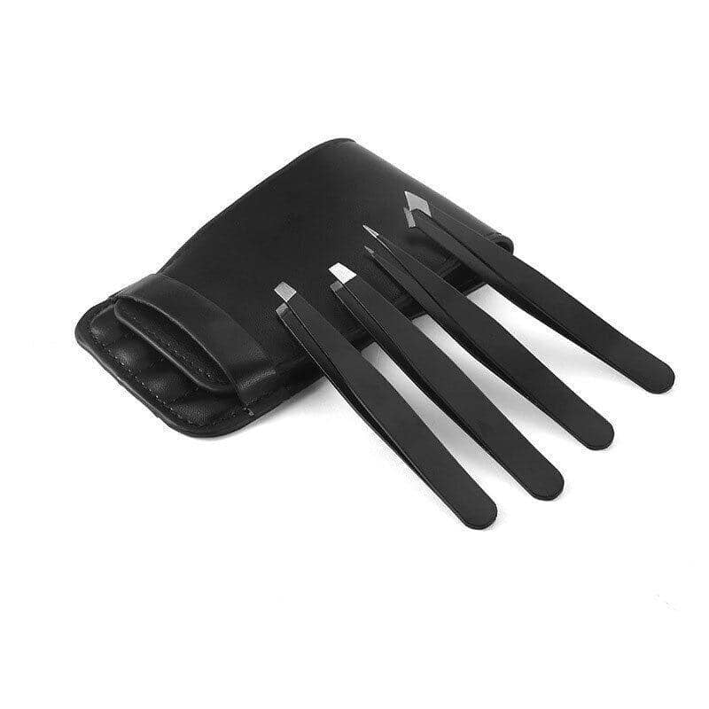 Eyebrow Tweezers Set with Leather Pouch, 4 Pieces - view 2