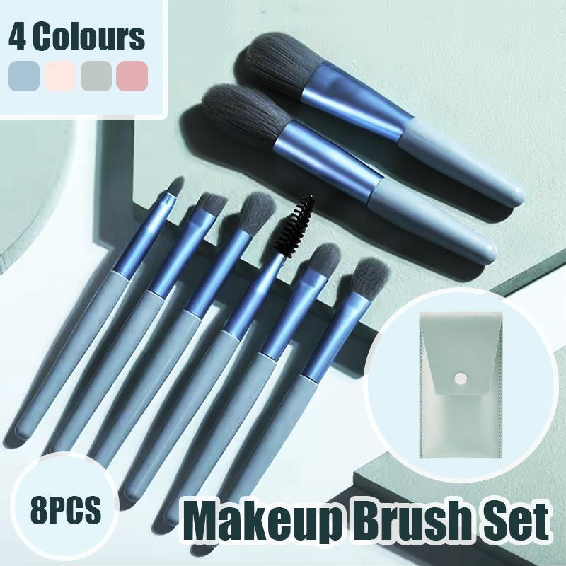 Eyeshadow Brush Set with Storage Bag, 8 Brushes - Pink - view 2
