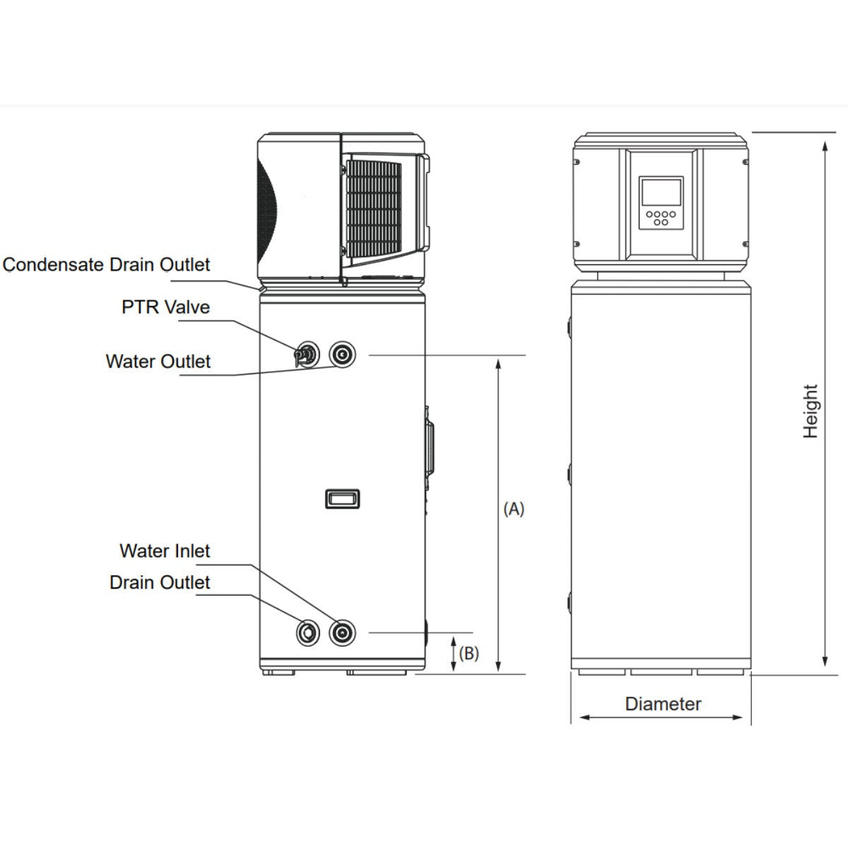 Rinnai Enviroflo 180L vitreous enamel heat pump hot water system - Wi-Fi timer, four modes - EHPT180VM