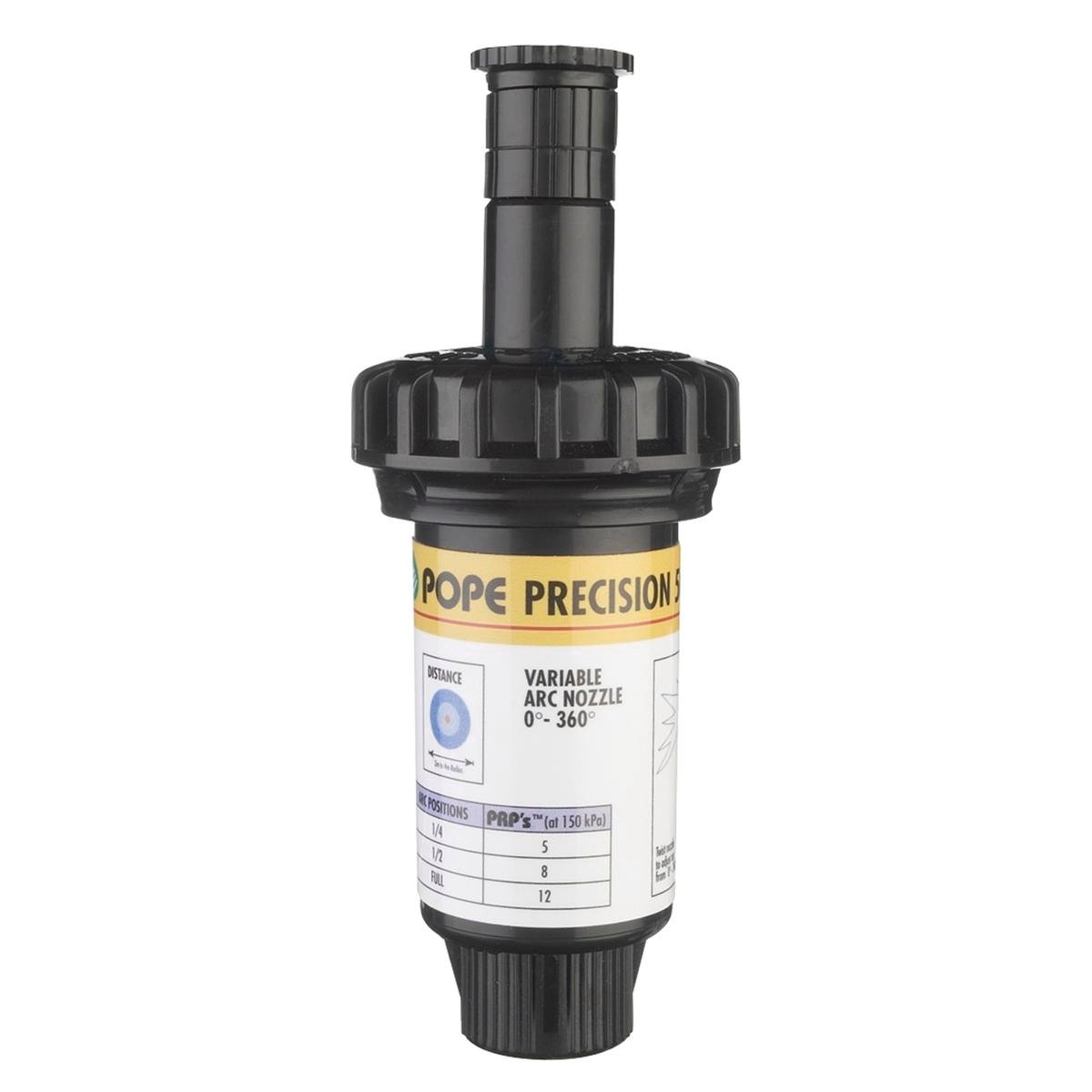 Pope 50mm Precision Spray Pop-Up Sprinkler, Variable Arc Nozzle, 15mm BSP, ABS Plastic