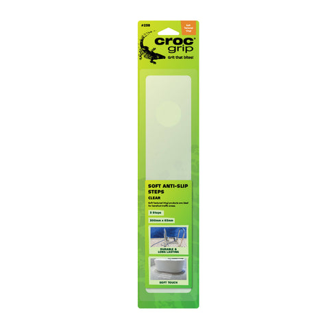 Croc Grip Clear Soft Textured Steps 300mm x 65mm - Vinyl 3 Pack