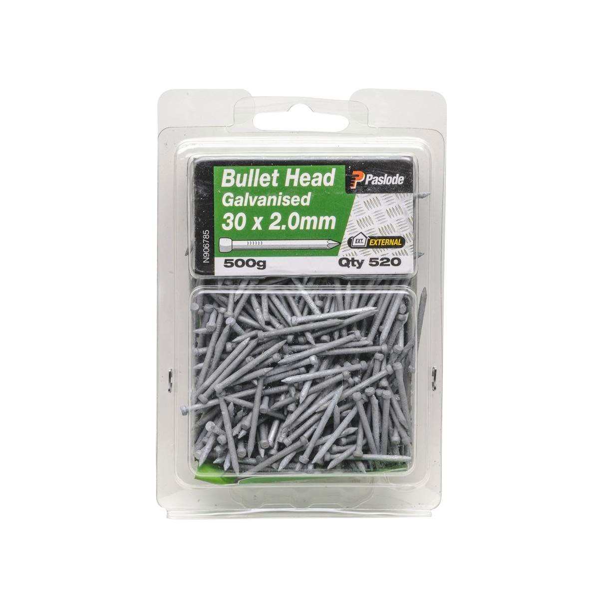 Paslode Bullet Head Nails 30mm Galvanised Steel 500g Pack - SuperSaverAU - view 1