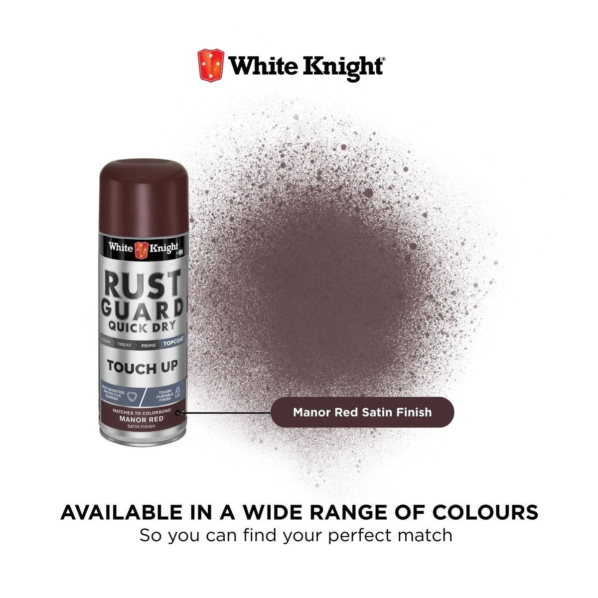 White Knight Rust Guard Touch Up Spray Paint 300g Manor Red Satin