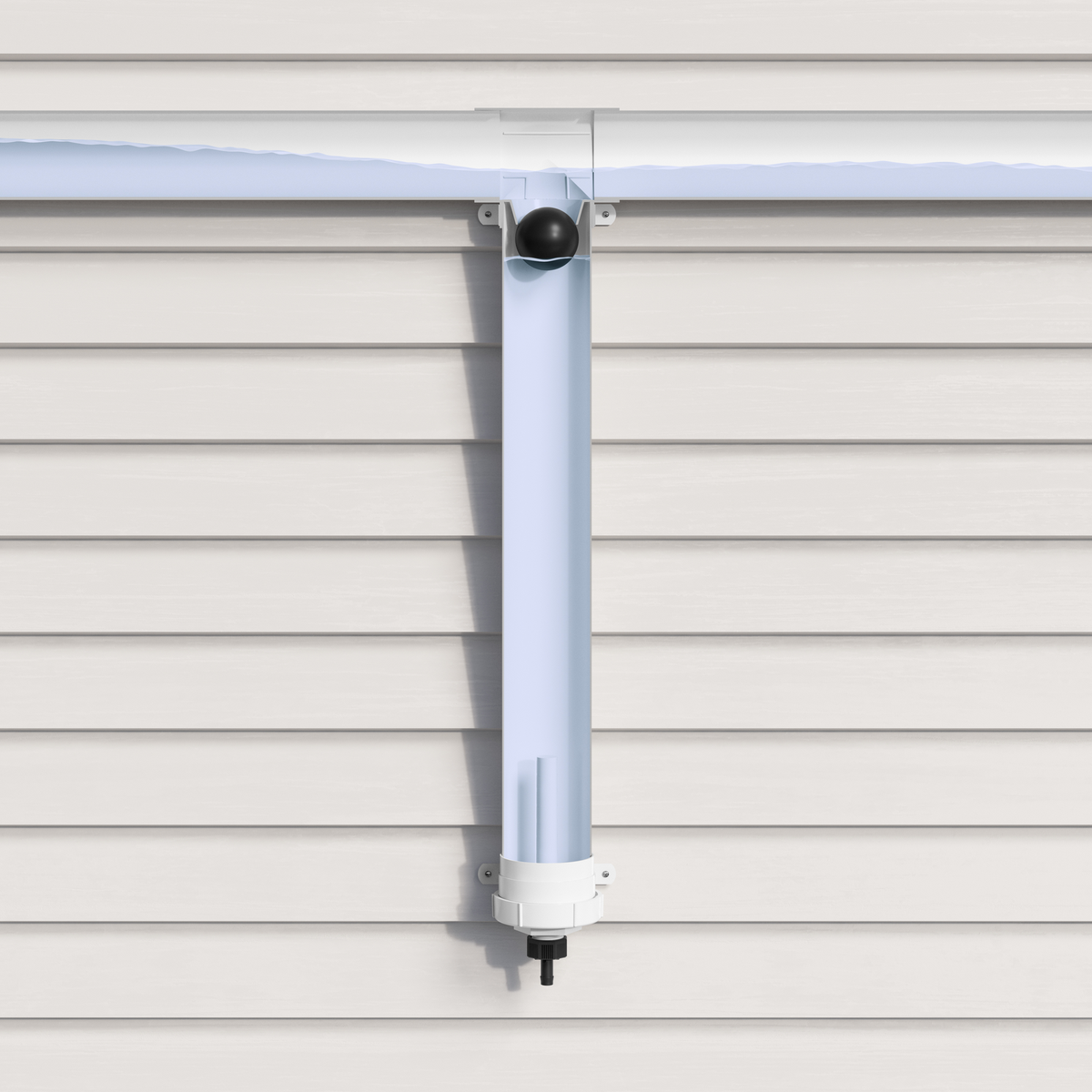 Rain Harvesting 90mm First Flush Downpipe Diverter, White UPVC with Slow Release Valve