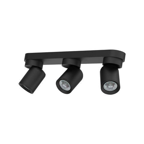 Click 3 Head Adjustable GU10 Spotlight, Matte Black Iron 7W 240V Indoor SL2223BLK