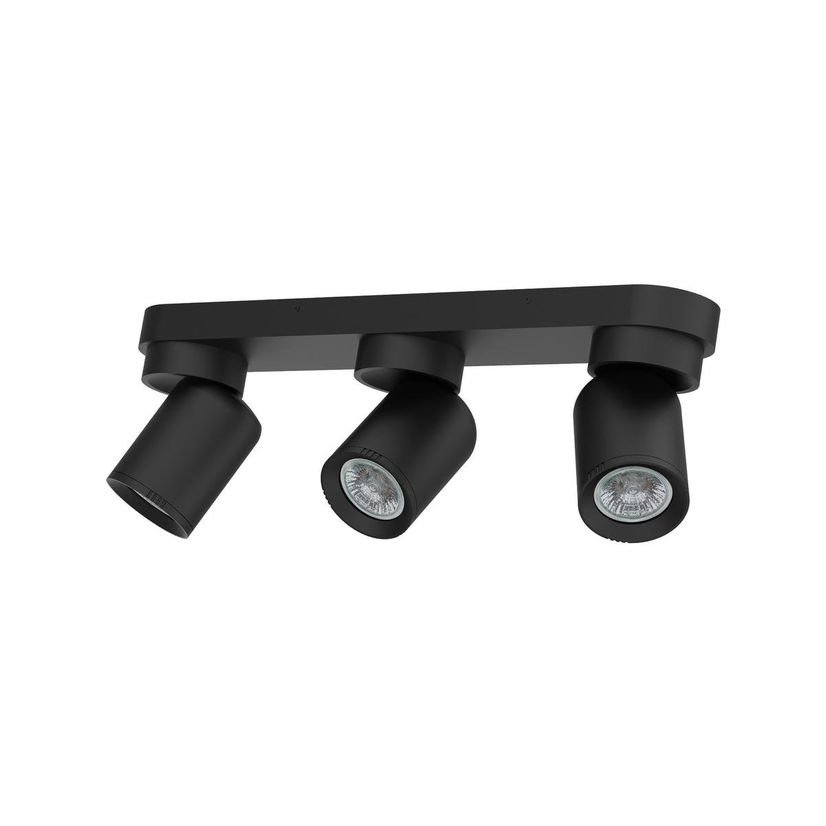 Click 3 Head Adjustable GU10 Spotlight, Matte Black Iron 7W 240V Indoor SL2223BLK