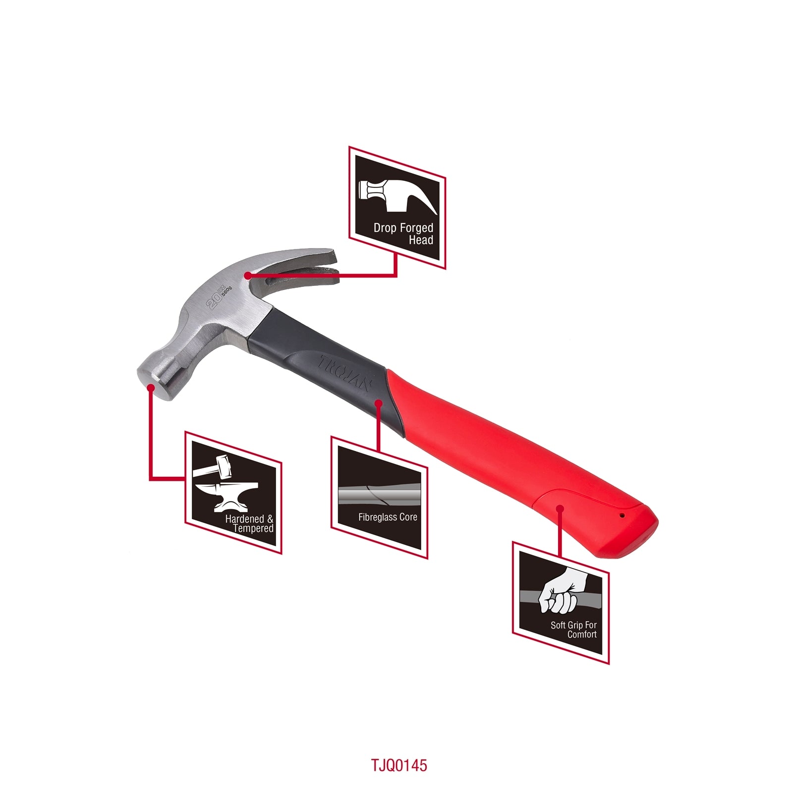 Trojan 20oz (570g) Fibreglass Claw Hammer