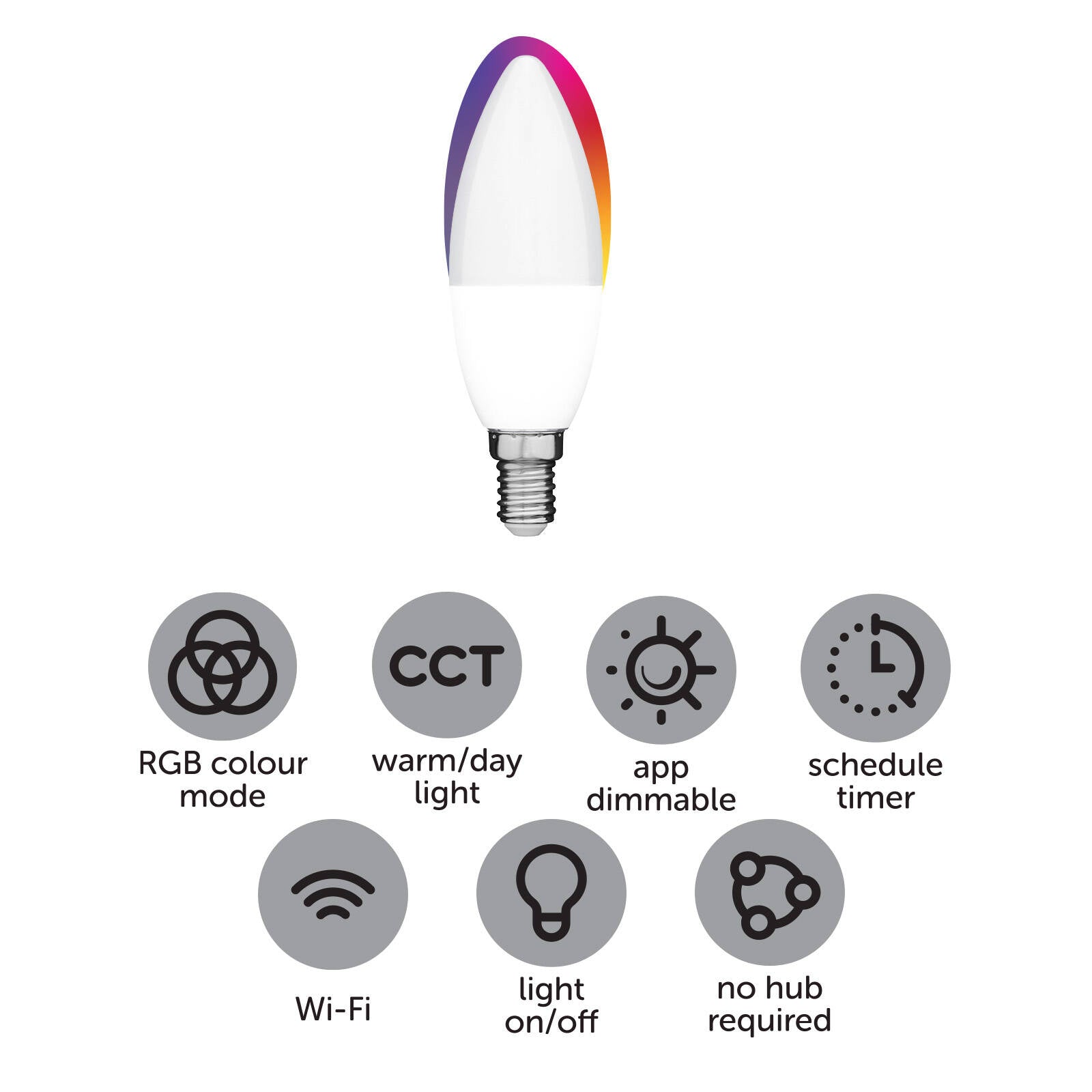 Arlec E14 LED 470lm 5.5W CCT Grid Connect Smart Candle Globe 4 Pack (GLD360HA)
