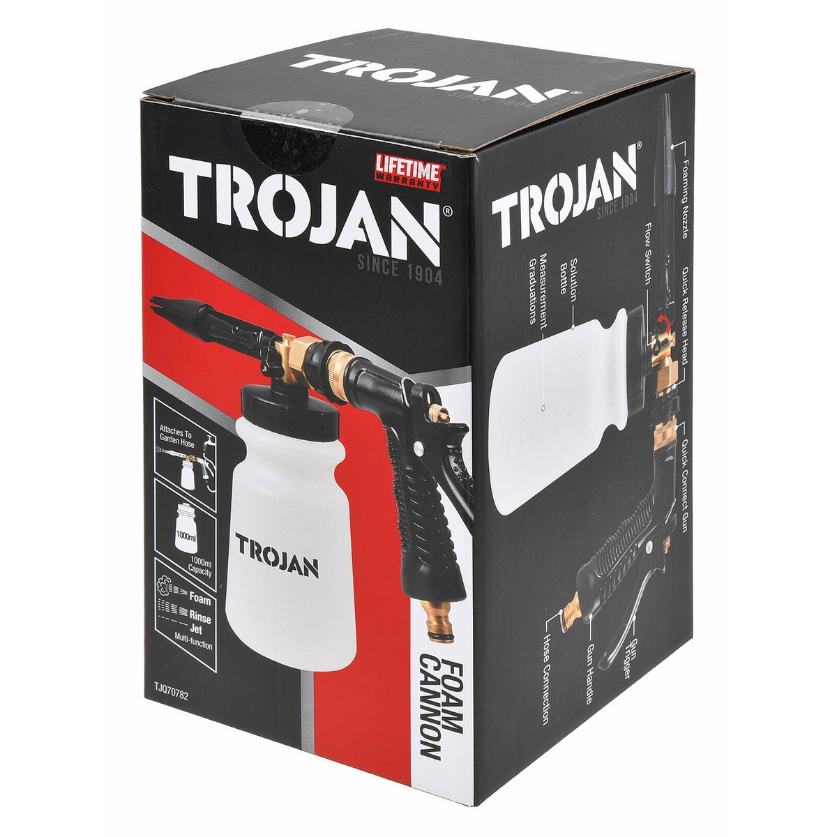 Trojan 3-in-1 Foam Cannon - Garden Hose Car Wash Foam Gun with Brass Fittings