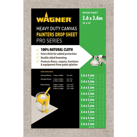 Wagner 3.65 x 3.65m Heavy Duty Canvas Drop Sheet, White Cotton