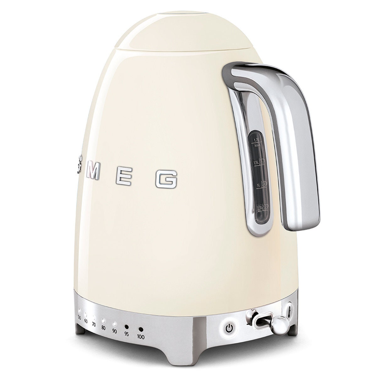 Smeg 50s Retro Style 1.7L Variable Temperature Kettle - Cream, 7 Settings, Keep Warm - KLF04CRAU