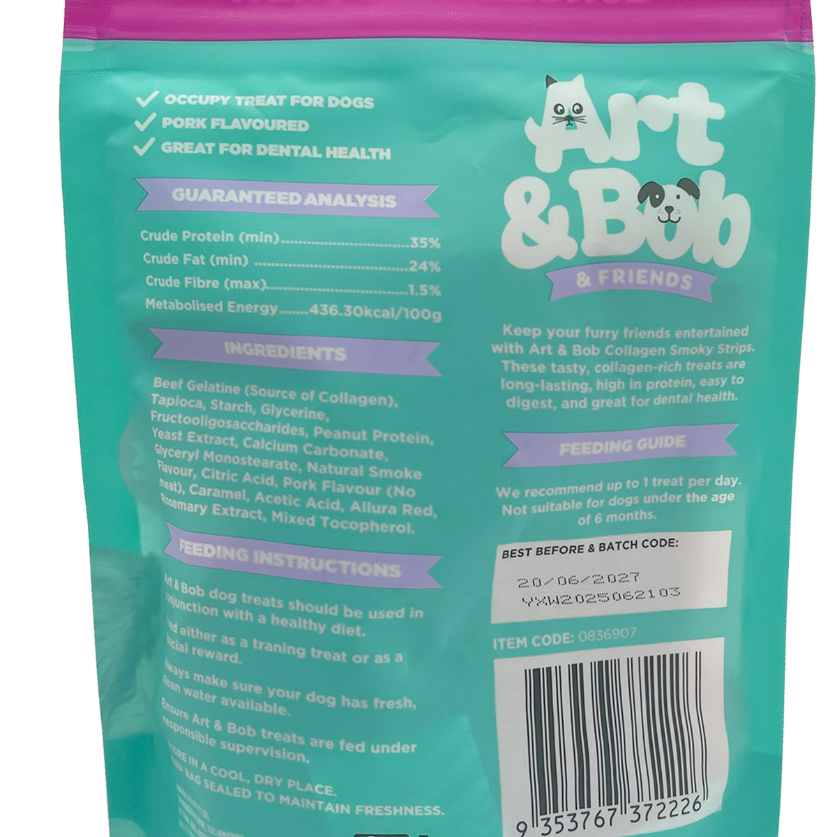Art Bob Collagen Bacon Dog Treat - 100g - Supports Dental Health - Highly Digestible - SuperSaverAU - view 4