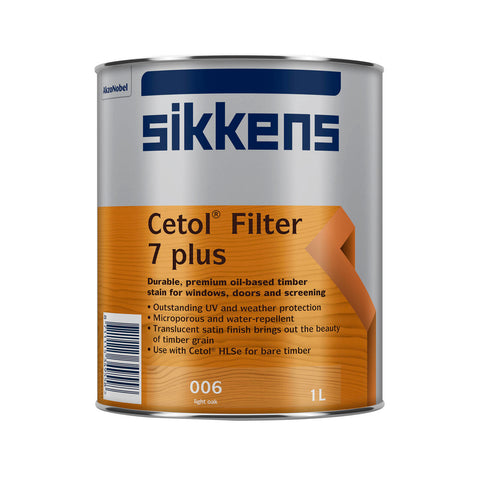 Sikkens Cetol 7 Filter Plus 1L Light Oak Oil-Based Timber Stain, UV Resistant, Waterproof Exterior Finish