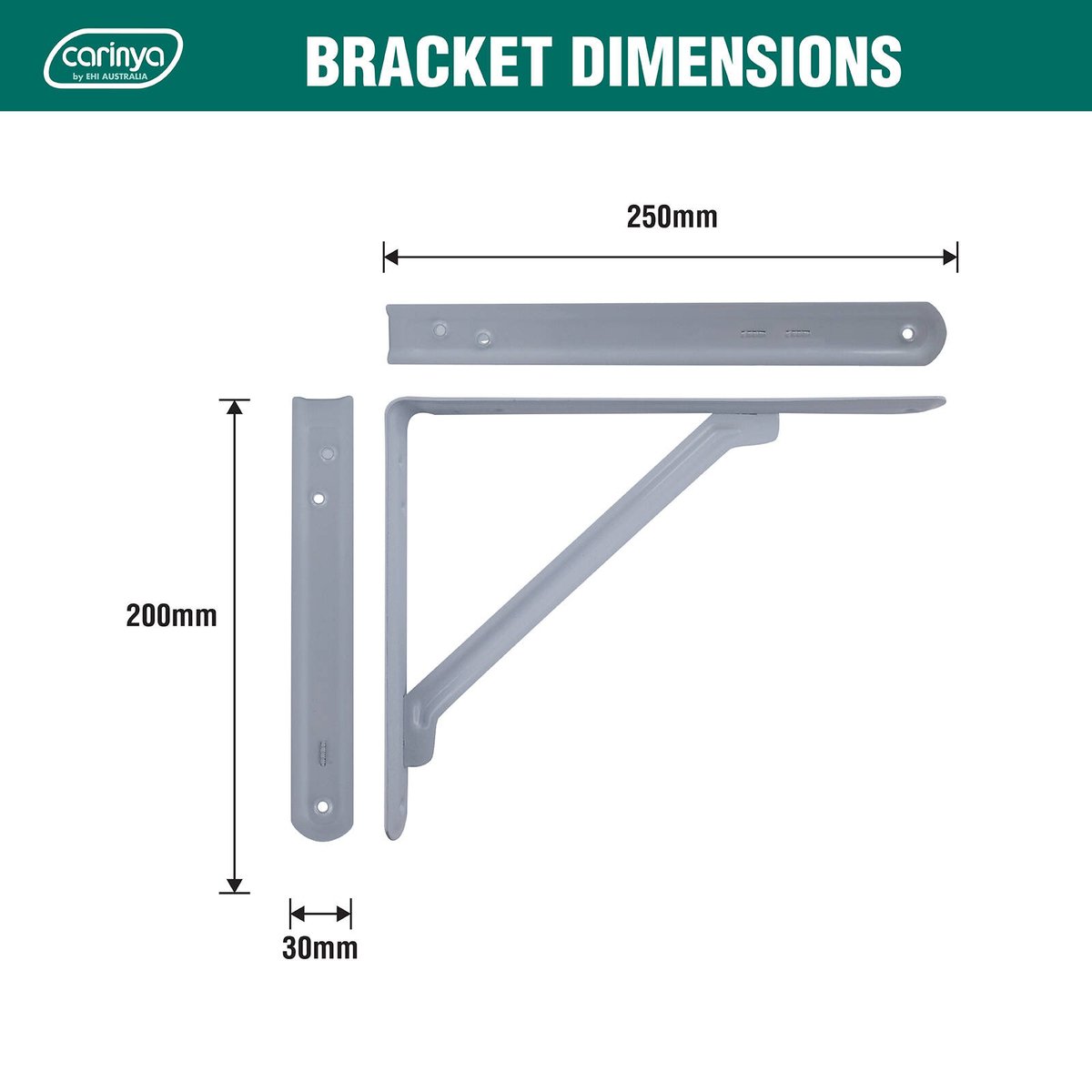 Carinya Light Stayed Bracket 250x200mm Powder Coated Steel Durable - SuperSaverAU - view 4