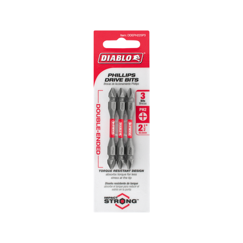 Double Ended Power Bit PH2 - 2 Pack - 50mm x 9.5mm x 153mm - Quick Change - SuperSaverAU - view 1