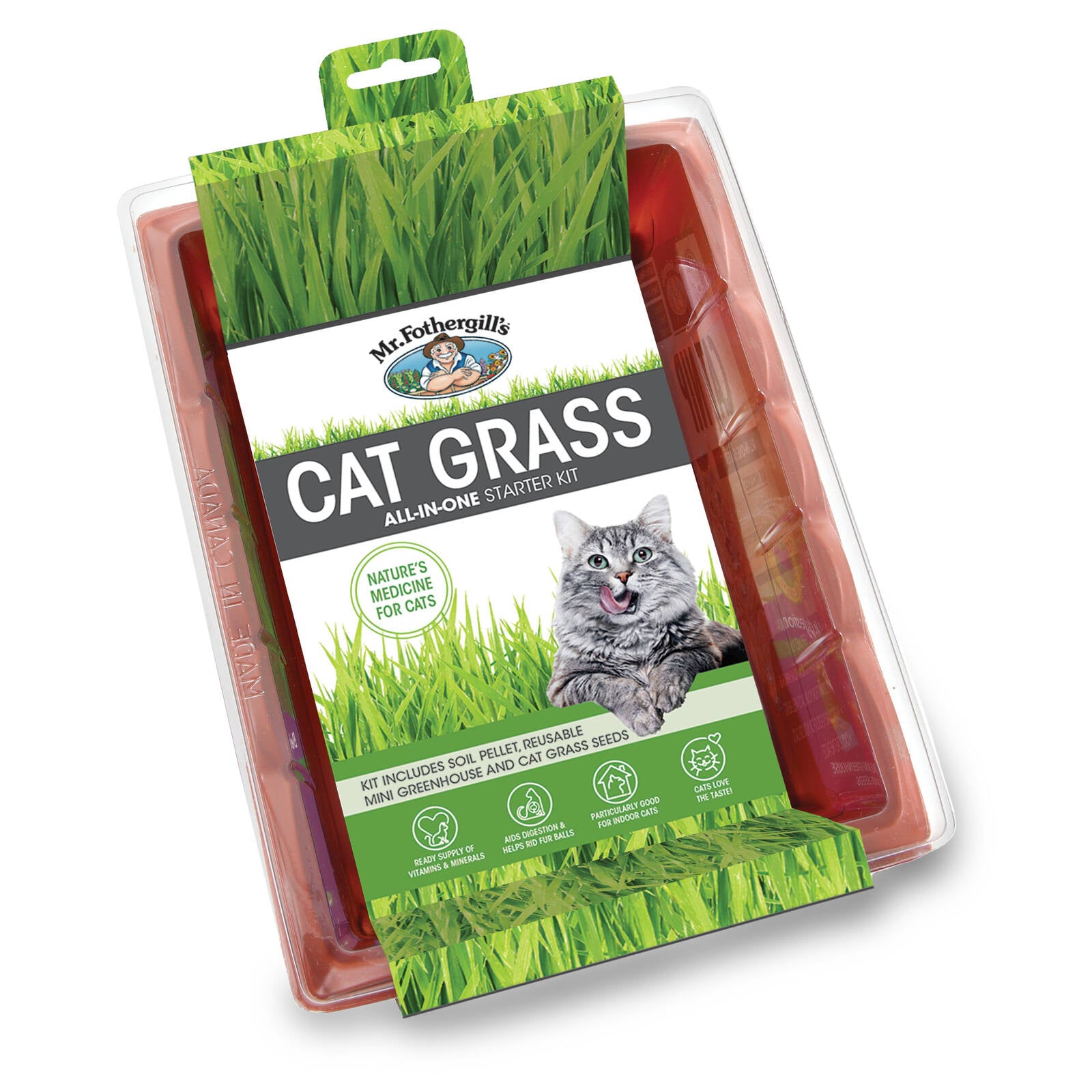 Mr Fothergill's Cat Grass Seed Raiser Kit - Mini Greenhouse with Soil Pellet & Seeds