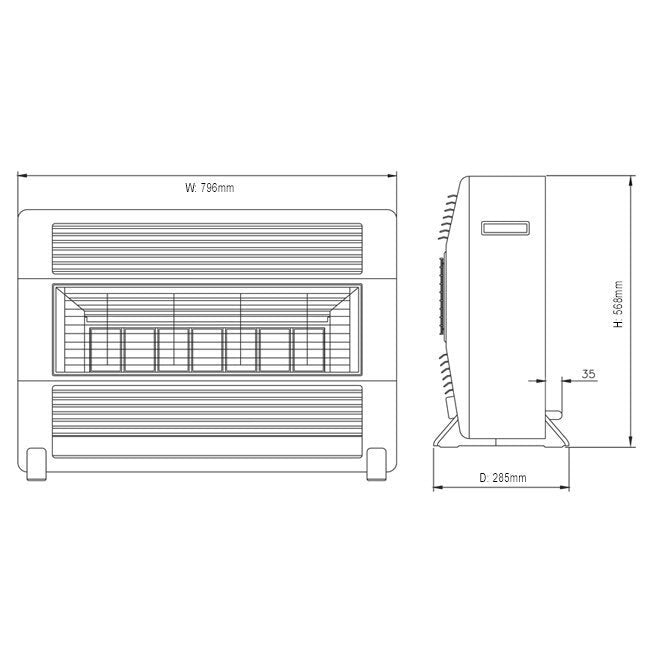Omega Altise Brigadier LPG Radiant Convector Heater - Black Marble - 3 Heat Settings - Castors - OABRFLPBM