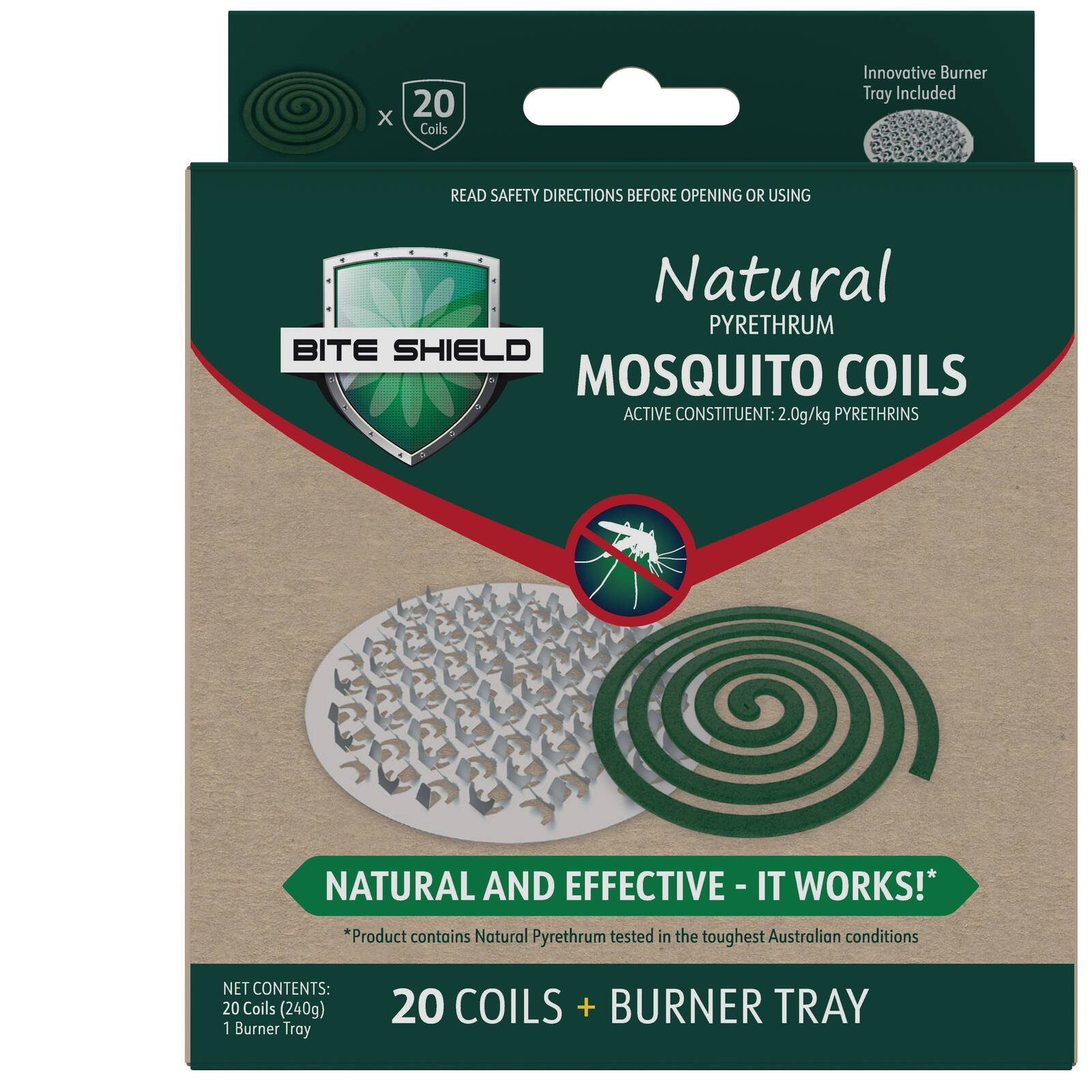 Bite Shield Mosquito Coil Refills, 20 Pack, Outdoor, Plant-Based Pyrethrum, BSH313
