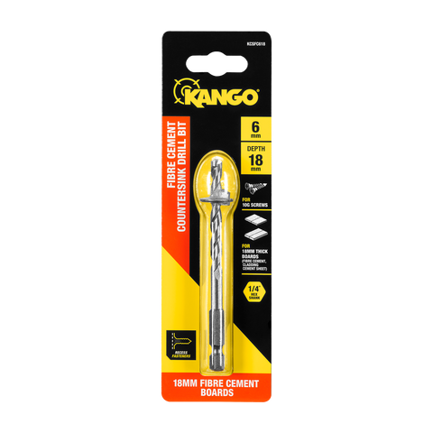 Kango 6 x 18mm Fibre Cement Countersink Drill Bit, 1/4" Hex Shank