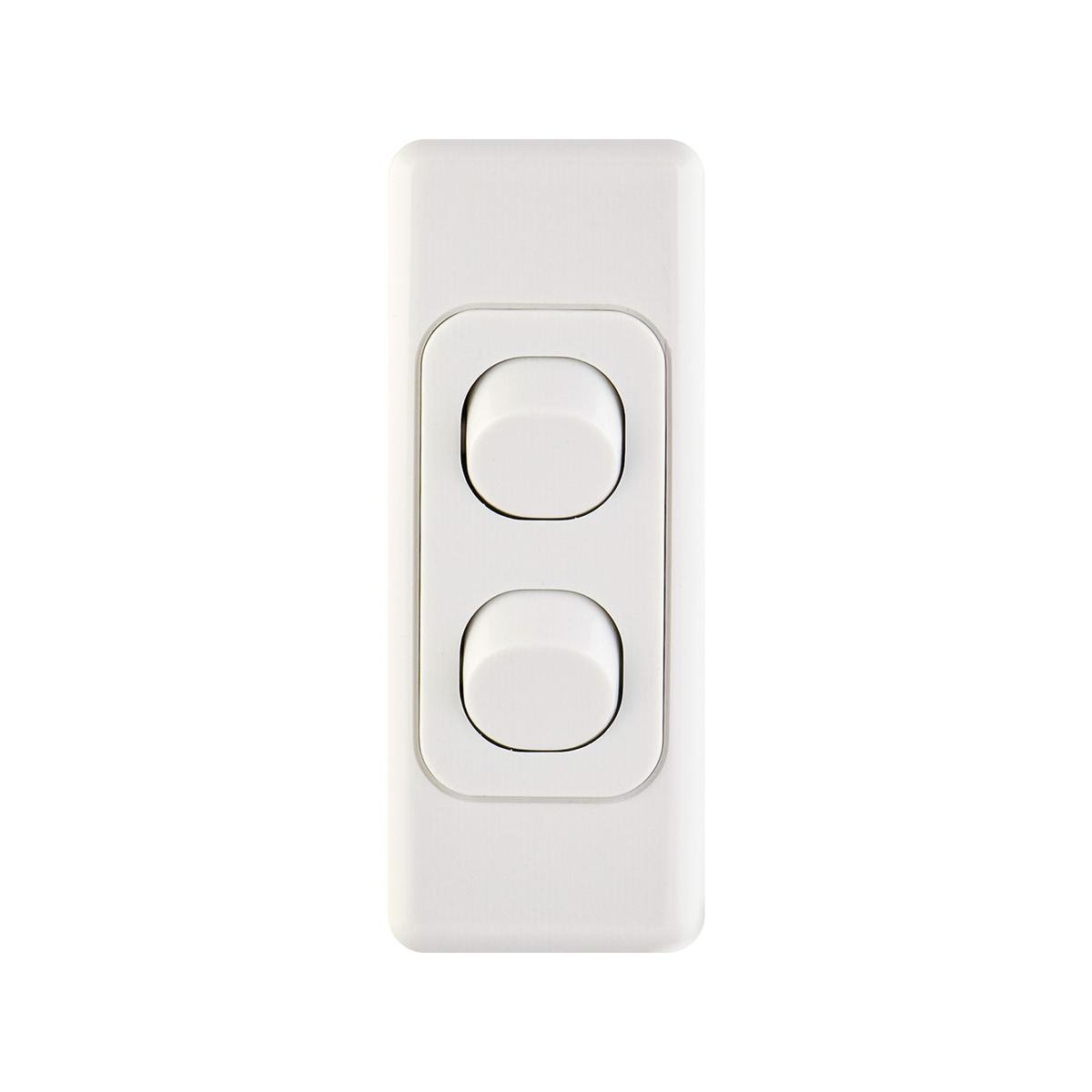 Deta Double Architrave Switch - Double Switch - 84mm Polycarbonate - Slim Design - SuperSaverAU - view 1