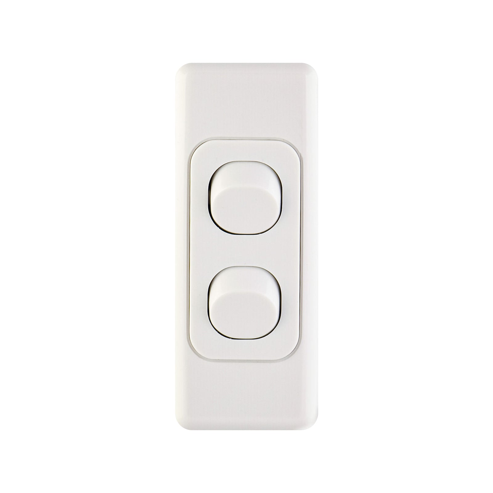 DETA Double Architrave Switch - White Polycarbonate Vertical 2 Switch 10A 240V