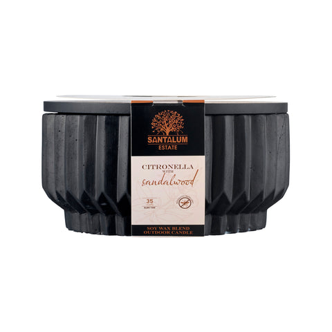 Santalum Estate Sandalwood Citronella Candle Black Ceramic with Lid