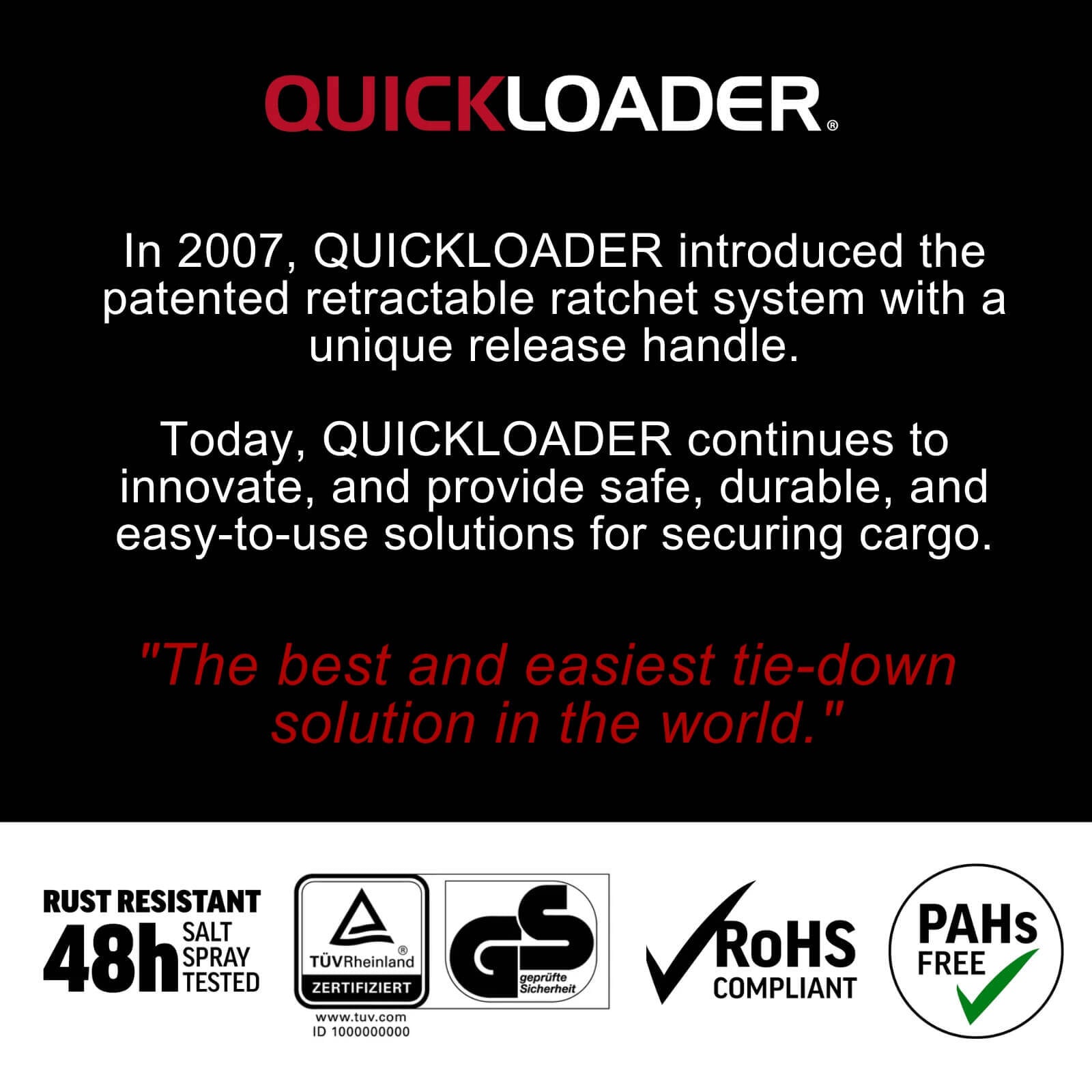 Quickloader Retractable Ratchet Tie Down Strap 4.5m x 25mm 600kg - 2 Pack