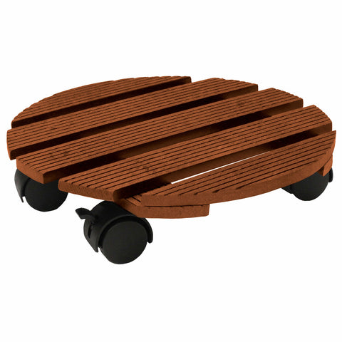 Jack 29cm Round Merbau Pot Trolley - Wood-Poly Composite, 100kg Capacity