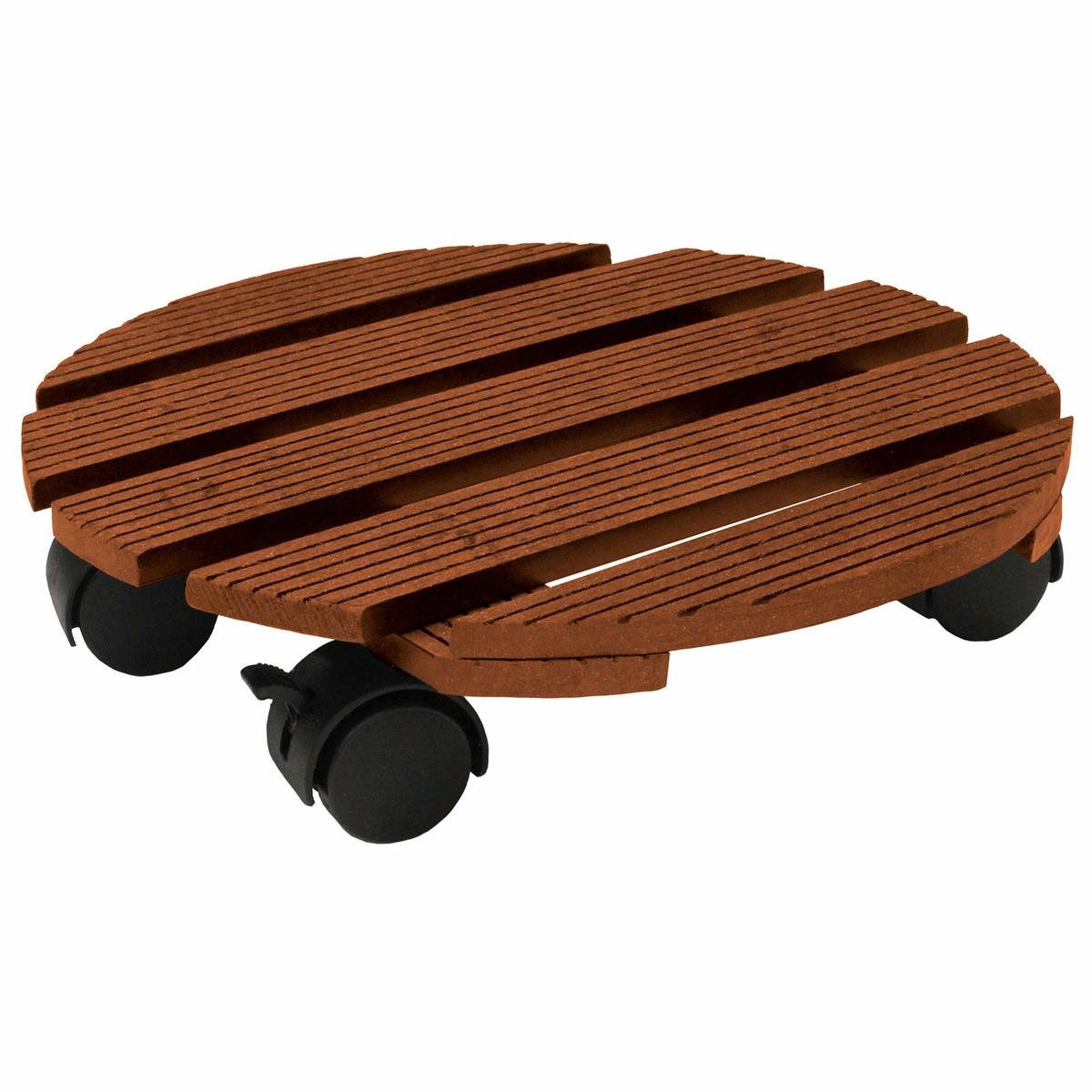 Jack 29cm Round Merbau Pot Trolley - Wood-Poly Composite, 100kg Capacity