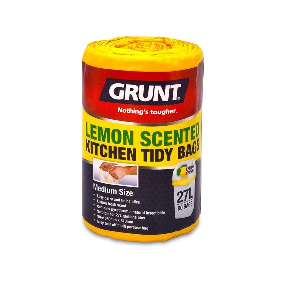 Grunt 27L Lemon Scented Kitchen Tidy Bags 50 Pack HDPE Strong Durable - SuperSaverAU - view 1