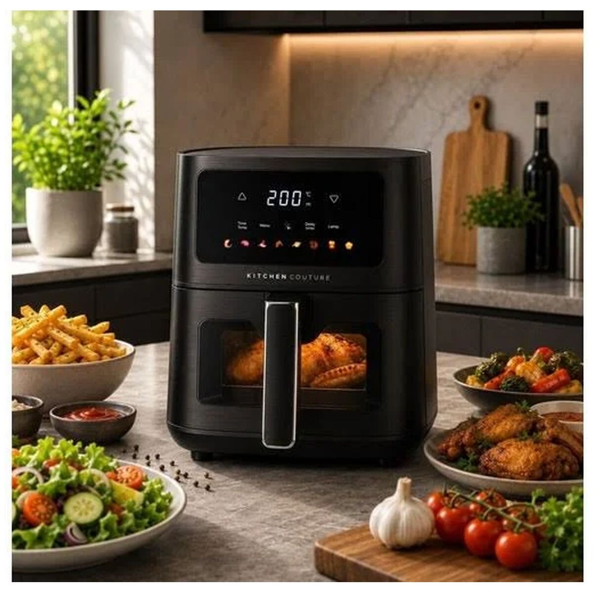 Kitchen Couture Clear View Colour Touch Air Fryer 4.5L - Black - 8 Presets, 1400W - 10005842