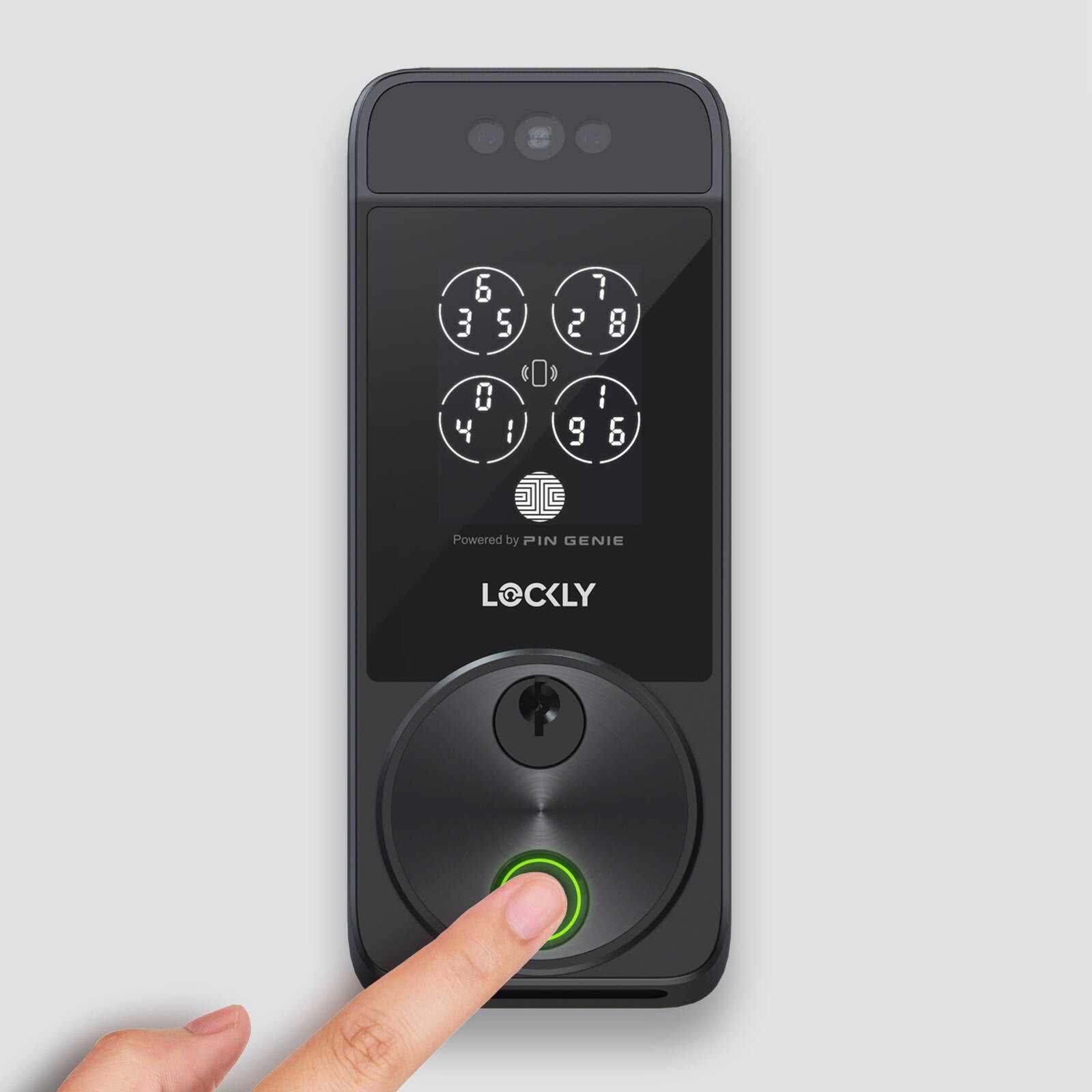 Lockly Visage Zeno Smart Deadbolt Matte Black Facial Recognition Waterproof App-Controlled PGK728WRHK-MB