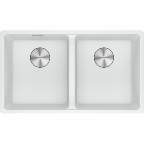 Franke Maris double bowl sink - Polar White granite - bare sink with no accessories - MRG620-3535PWB