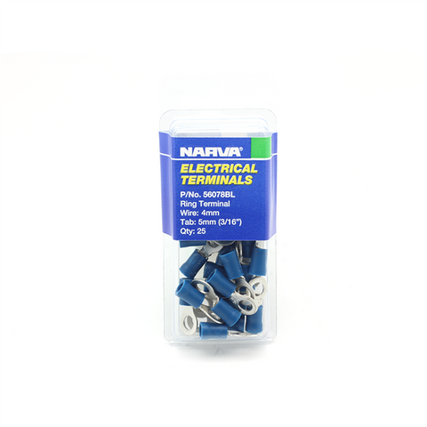 Narva Blue Flared Vinyl Insulated Ring Terminal 4mm 5mm 25 Pack - SuperSaverAU - view 1