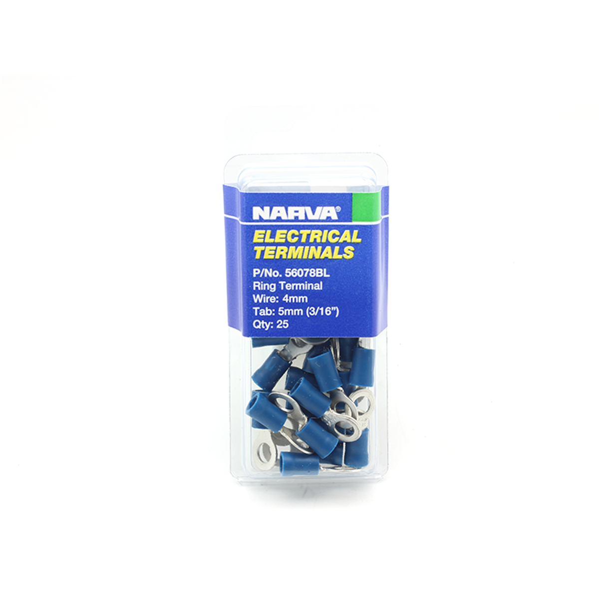 Narva Blue Flared Vinyl Insulated Ring Terminal 4mm / 5mm (3/16") - 25 Pack