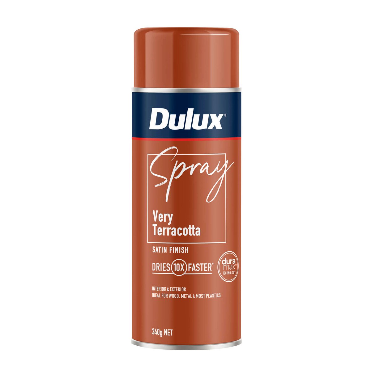 Dulux 340g Very Terracotta Satin Spray Paint, Indoor, 2.2m2/L Coverage