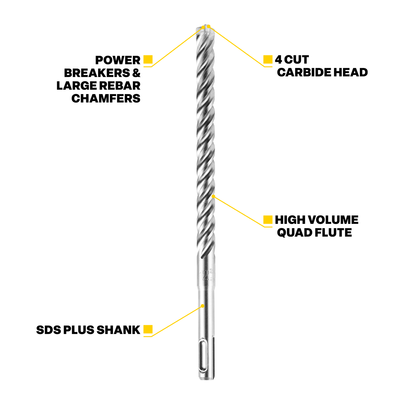 Kango 20mm x 450mm K4 SDS Plus Drill Bit for Concrete & Masonry, 400mm Drilling Depth