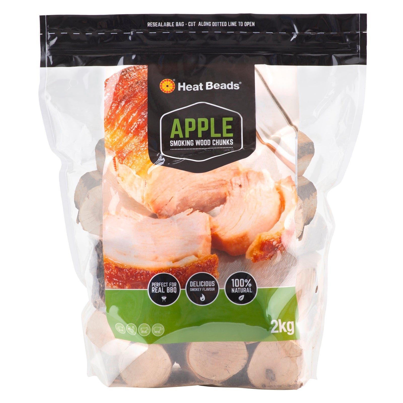 Heat Beads 2kg BBQ Smoking Wood Chunks Apple