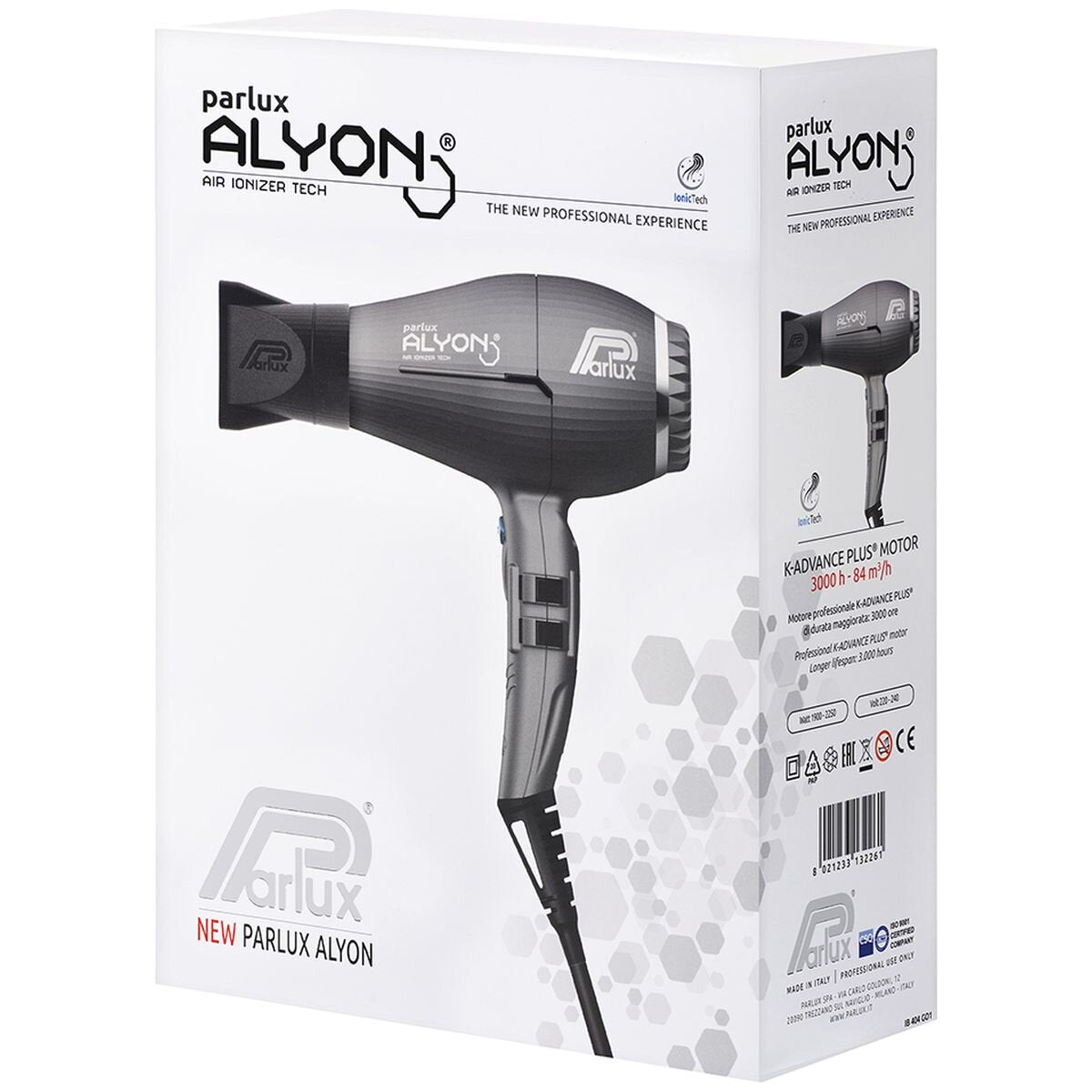 Parlux Alyon Air Ionizer Hair Dryer 2250W - Matt Graphite - Ionic Styling Technology - 150126
