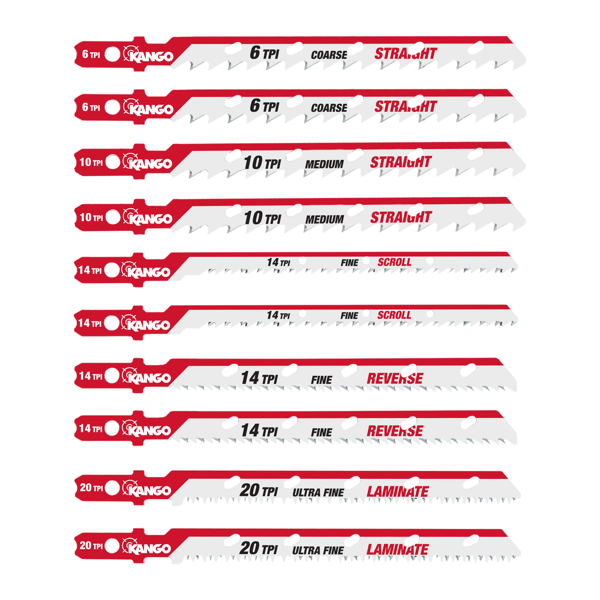 Kango 10 Piece Wood Jigsaw Blade Set - 102mm x 13mm x 124mm - Precision Cutting - SuperSaverAU - view 2