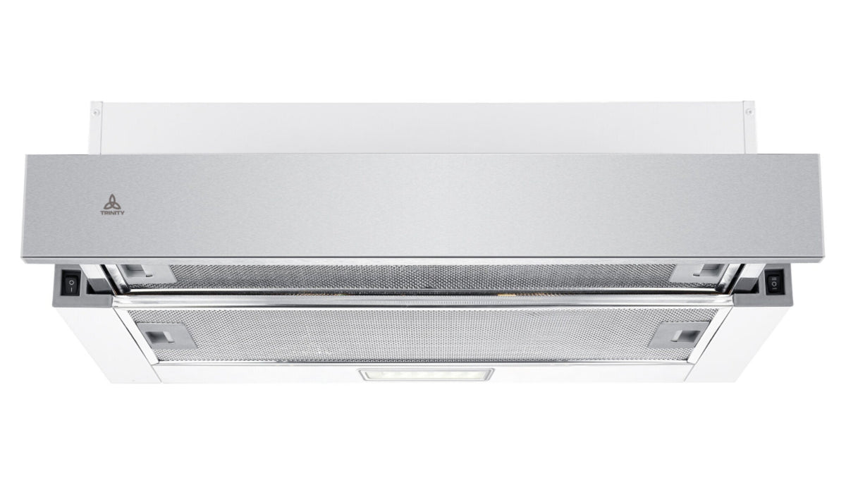 Trinity 90cm Slideout Rangehood - Front Recirculating, 440m³/h, Stainless Steel Facia, LED Lights - TR91290
