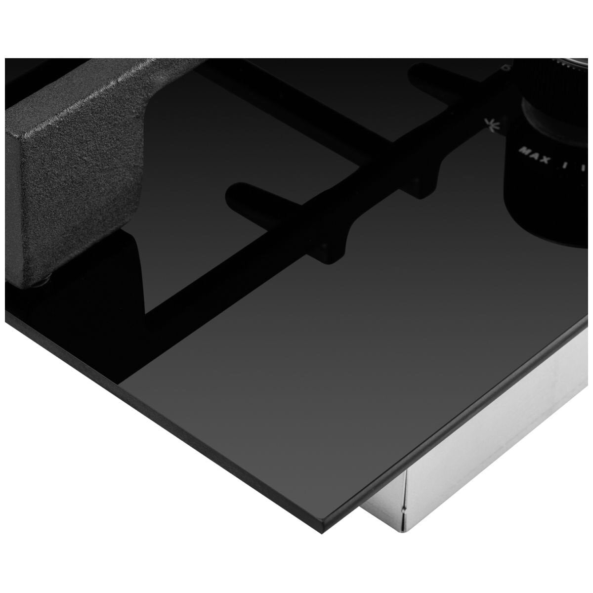 Omega 90cm Natural Gas Cooktop - Black Ceramic Glass, Five Burners, Wok Burner, Brass Burners - OCGG905WB