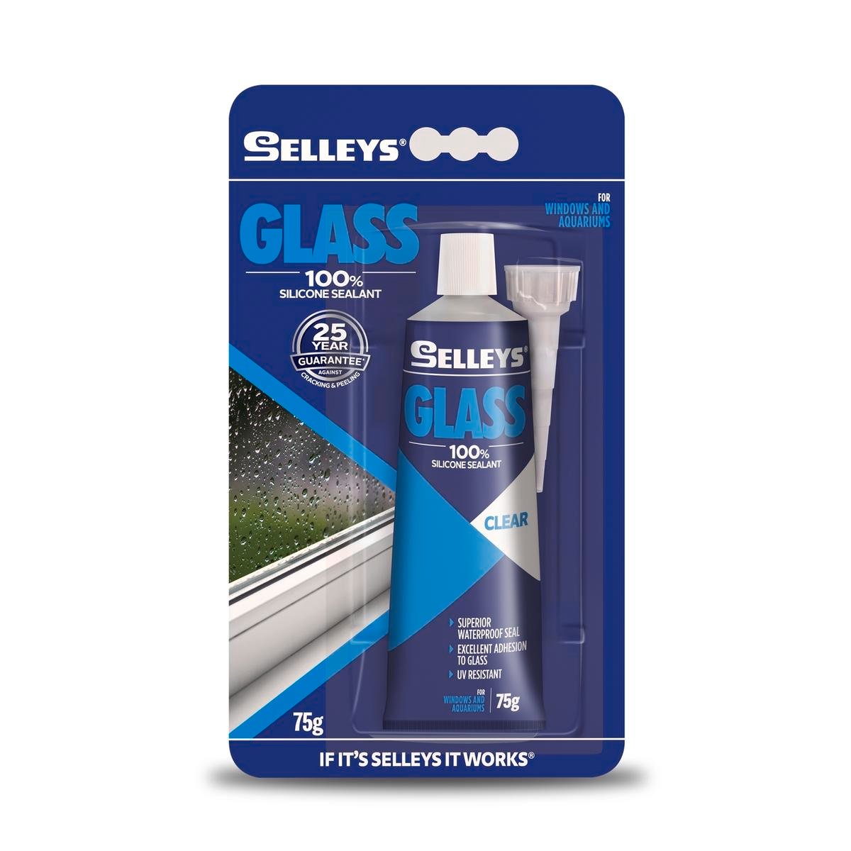Selleys Clear Glass Silicone Sealant 75g - UV Resistant Silicone Polymer for Glass & Aquariums