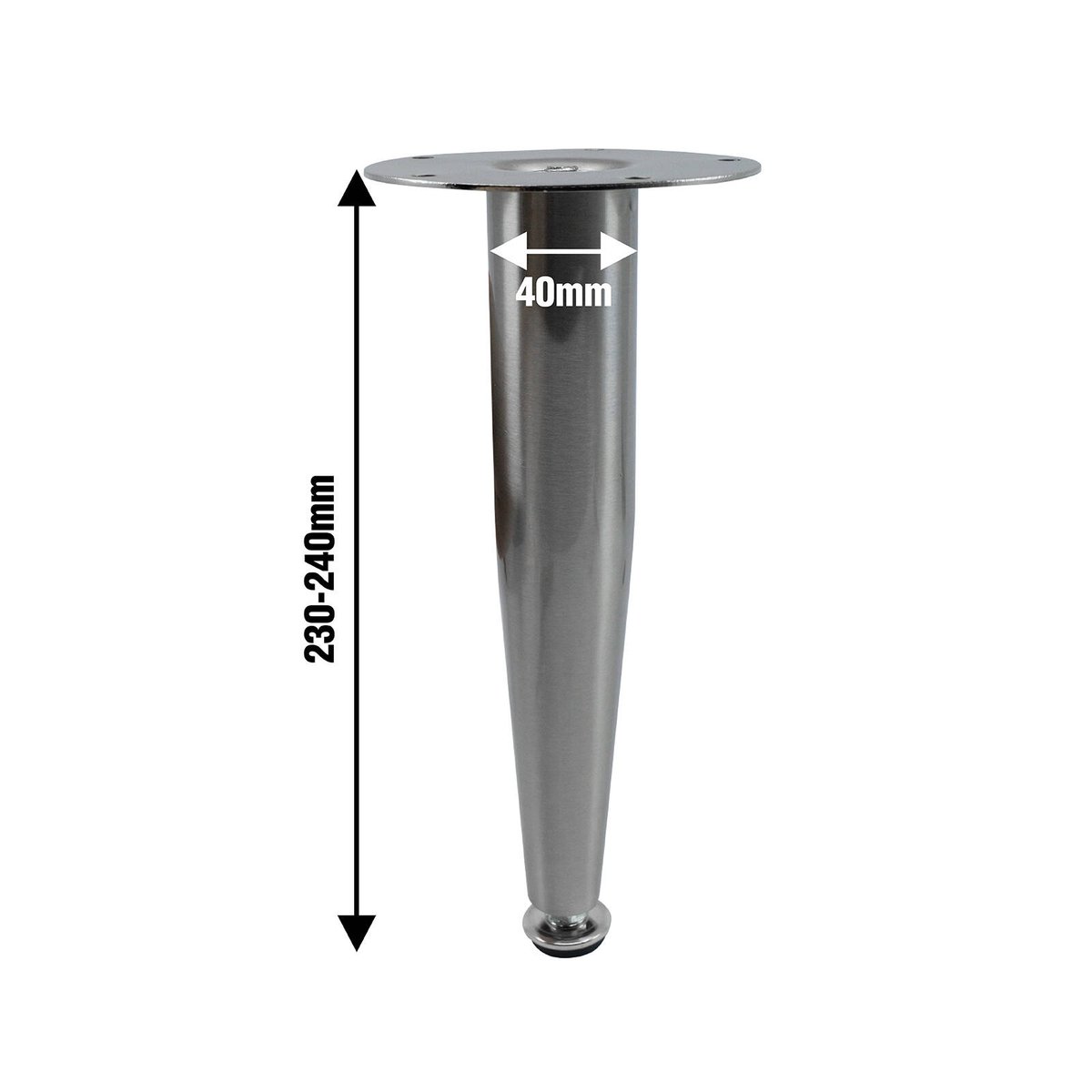 Adoored 230mm Brushed Nickel Tapered Metal Furniture Leg