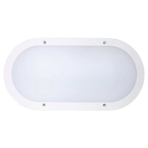 HPM ELLIPTICA 15W Oval LED Bunker Light, White, Weather Resistant, Hardwired Outdoor LBL034KWE