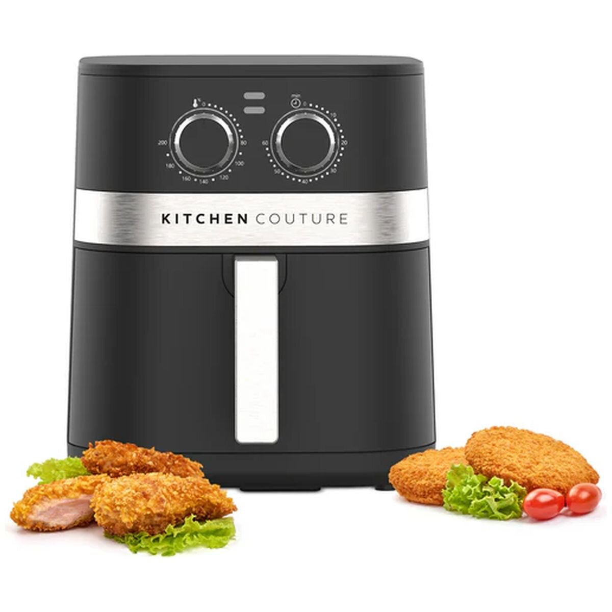 Kitchen Couture Compact Air Fryer 5.5L - Black - Dual Dial Controls, Auto Shut-Off Timer - 10005260