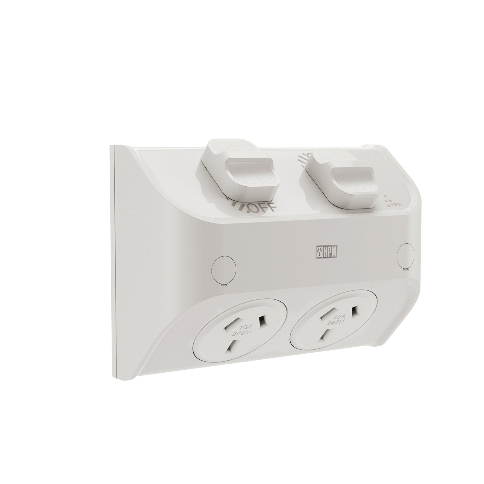 HPM Aqua 10A Double IP53 Flush Mount Powerpoint Misty Grey RWLF777MG