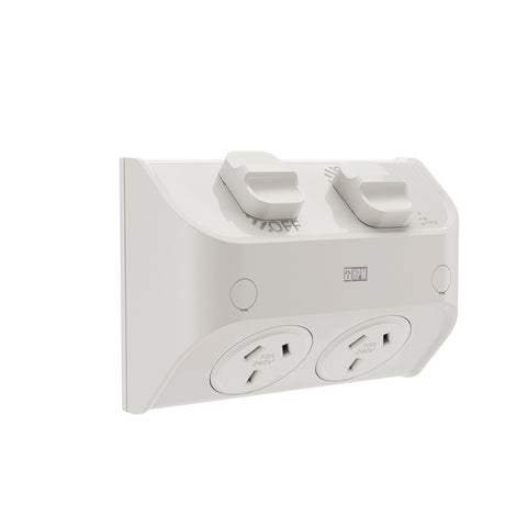 HPM Aqua 10A Double IP53 Flush Mount Powerpoint Misty Grey RWLF777MG